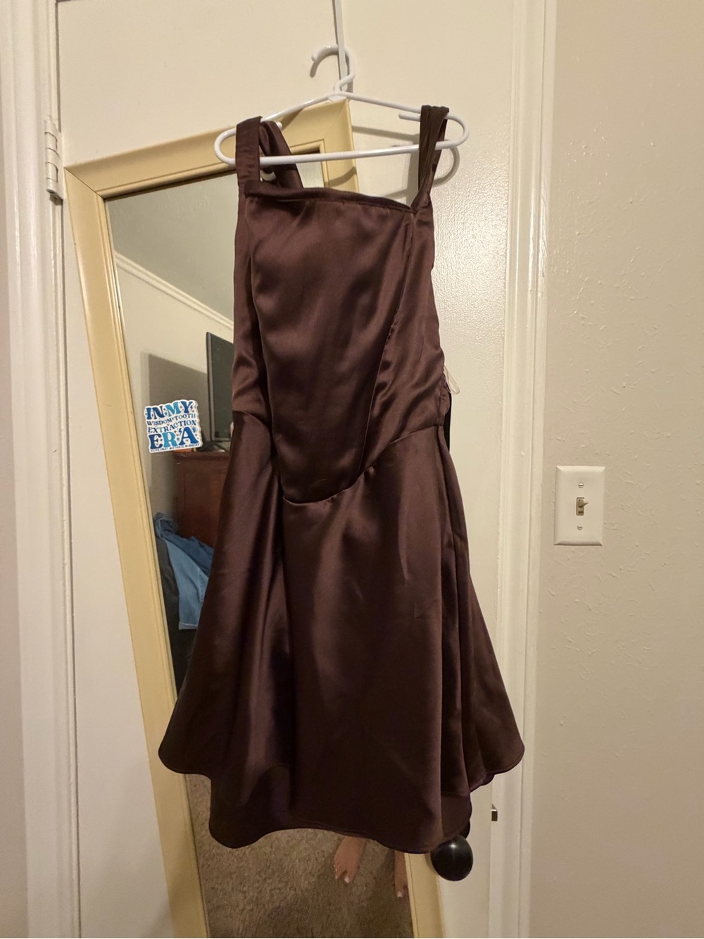 Satin Brown Mini Dress with Straps
